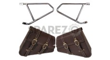 Royal Enfield GT Continental 650 Mounting Rails With Brown Pannier Bags Pair - SPAREZO